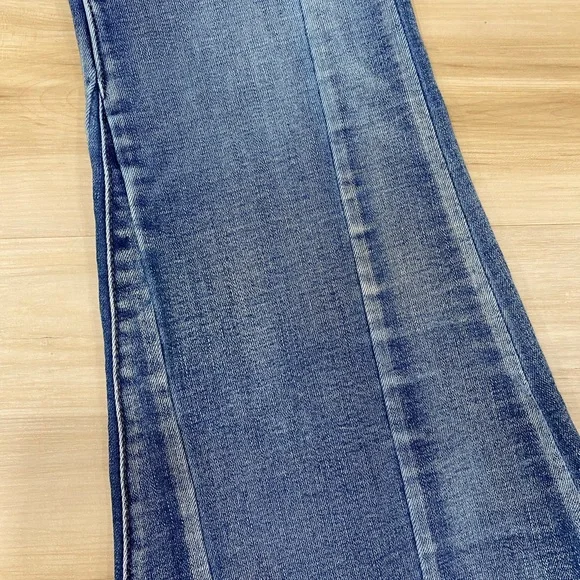 Buckle Bridge By GLY Mid Rise Super Flare Jeans in Blue Denim Frayed Hem Size 29 - Picture 8 of 13